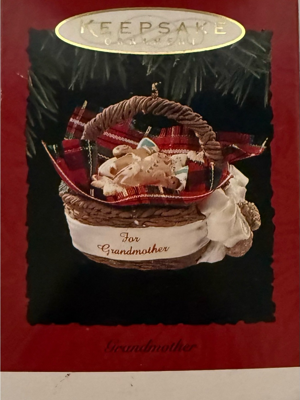 Hallmark Red Plaid Basket 'For Grandmother' Ornament
